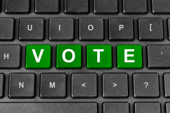 投票民意调查绿色词键盘