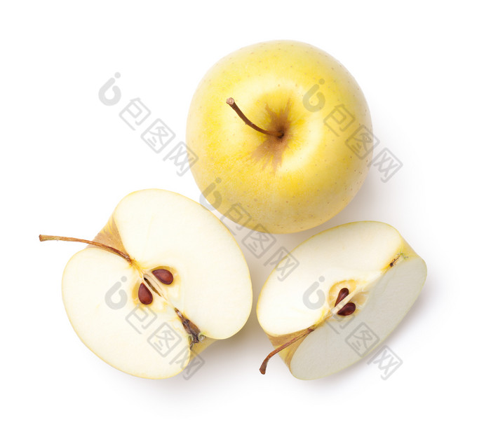 金美味的苹果孤立的白色背景前视图