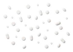 白色药片孤立的白色背景复制空间前视图