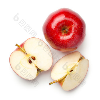 红色的苹果孤立的白色背景联欢晚会苹果前视图