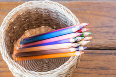 集团多彩色的铅笔工艺盒子股票照片