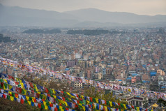 空中视图加德满都城市尼泊尔