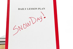 每天教训计划表红色的文件夹与雪一天写