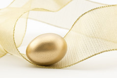 黄金巢蛋放置漩涡金金属丝带创建感觉运动兴奋而且成功