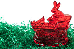 糖复活节兔子与车草与复制空间