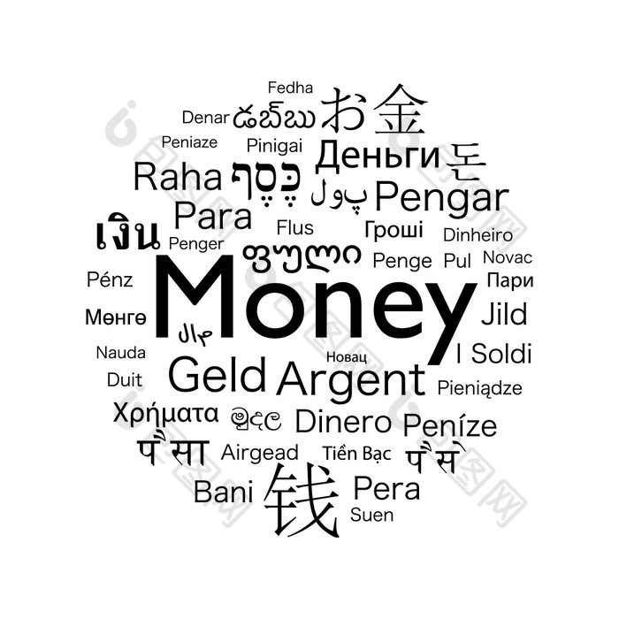 钱外国语言钱词翻译的语言的世界