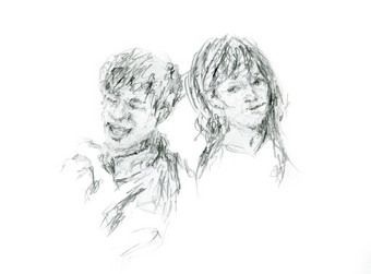 夫妇快乐肖像支出时间在一起人画夫妇快乐肖像支出时间在一起人草图