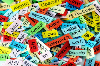 爱词云印刷色彩斑斓的纸不同的语言