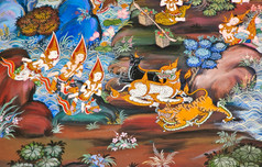 壁画佛教绘画泰国寺庙泰国