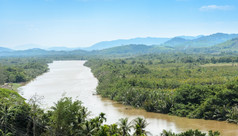 空中自然视图科科特克拉克拉地峡的克拉地峡的马来半岛的半岛狭隘的点克拉武里府河形成自然边界之间的泰国而且缅甸