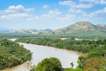空中自然视图科科特克拉克拉<strong>地峡</strong>的克拉<strong>地峡</strong>的马来半岛的半岛狭隘的点克拉武里府河形成自然边界之间的泰国而且缅甸