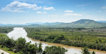 空中自然视图科科特克拉克拉地峡的克拉地峡的马来半岛的半岛狭隘的点克拉武里府河形成自然边界之间的泰国而且缅甸