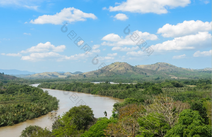 空中自然视图科科特克拉克拉地峡的克拉地峡的马来半岛的半岛狭隘的点克拉武里府河形成自然边界之间的泰国而且缅甸