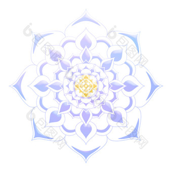 柔和的轮曼荼罗花模式白色背景柔和的梯度着色蓝色的和粉红色的