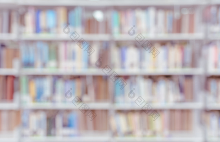 模糊摘要背景书架和室内大学大学图书馆与教科书和文学