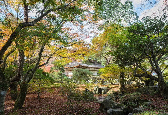银展馆银阁寺寺庙在秋天颜色《京都议定书》日本