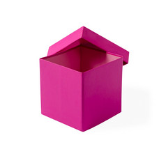 开放粉红色的礼物盒子孤立的白色背景