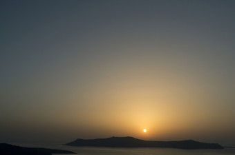 日落锡拉圣托里尼岛岛希腊