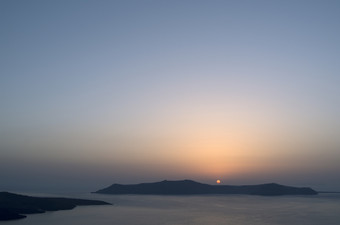 日落锡拉圣托里尼岛岛希腊