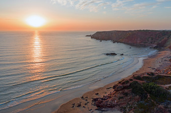 空中沙滩上亲爱的的西海岸葡萄牙日落
