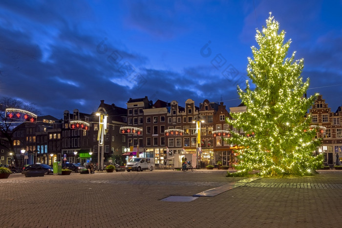 圣诞节阿姆斯特丹的纽马克阿姆斯特丹日落