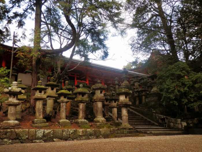 石头灯笼周围春日神社奈良