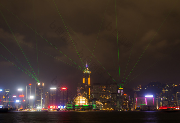 在香港香港九龙11月在香港香港rsquo著名的nighlty光显示和天际线晚上在香港香港rsquo天际线光显示