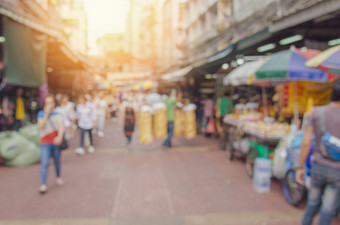 模糊背景图像人购物街市场