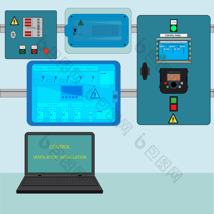 控制通风系统与电脑控制技术配电盘为控制的通风系统控制通风安装