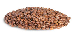 堆咖啡豆子孤立的白色背景