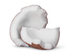 两个块椰子纸浆孤立的白色背景