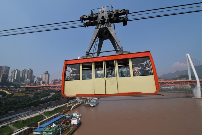 视图从索道在长江河重庆城市重庆中国图片