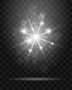 明亮的闪亮的明星孤立的在透明的背景向量插图