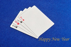 使出玩卡片与的单词快乐新一年