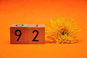 数量<strong>九十</strong>年两个与黄色的黛西橙色背景