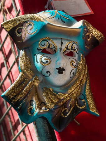 手工制作的狂欢节威尼斯面具黄金和蓝色的
