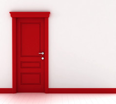 红色的门插图白色背景