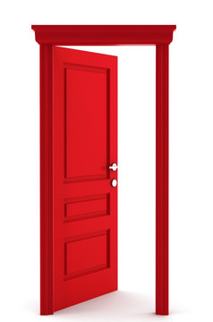 红色的门插图白色背景