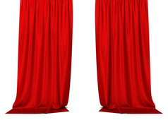 红色的窗帘插图孤立的白色背景