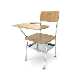 学校桌子上插图孤立的白色背景
