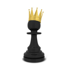 国际象棋兵与皇冠插图孤立的白色背景