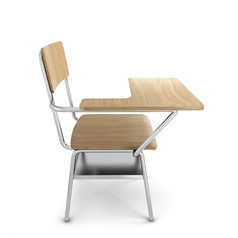 学校桌子上插图孤立的白色背景