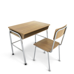 学校桌子上与椅子插图孤立的白色背景