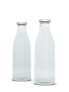 玻璃瓶与水插图孤立的白色背景