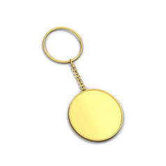 空白金钥匙链模型插图孤立的白色背景小装饰品为键