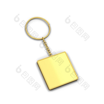 空白金钥匙链模型插图孤立的白色背景小装饰品为键