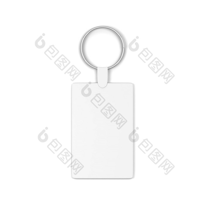 空白钢钥匙链模型插图孤立的白色背景小装饰品为键