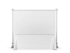 空白贸易展桌布与背景横幅模型插图孤立的白色背景