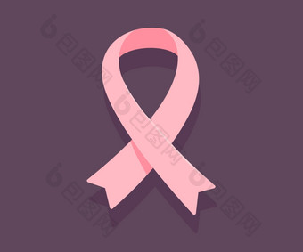 向量插图粉红色的丝带癌症意识象征黑暗背景平风格设计为乳房癌症意识月海报横幅网络网站