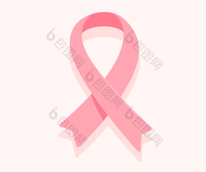 向量插图粉红色的丝带癌症意识象征孤立的白色背景平风格设计为乳房癌症意识月海报横幅网络网站